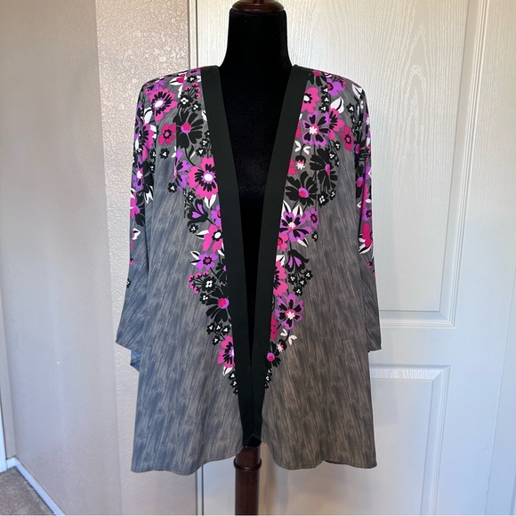 Vintage Bob Mackie Wearable Art Open Front Gray and‎ Pink Blouse Size Large - Picture 1 of 5